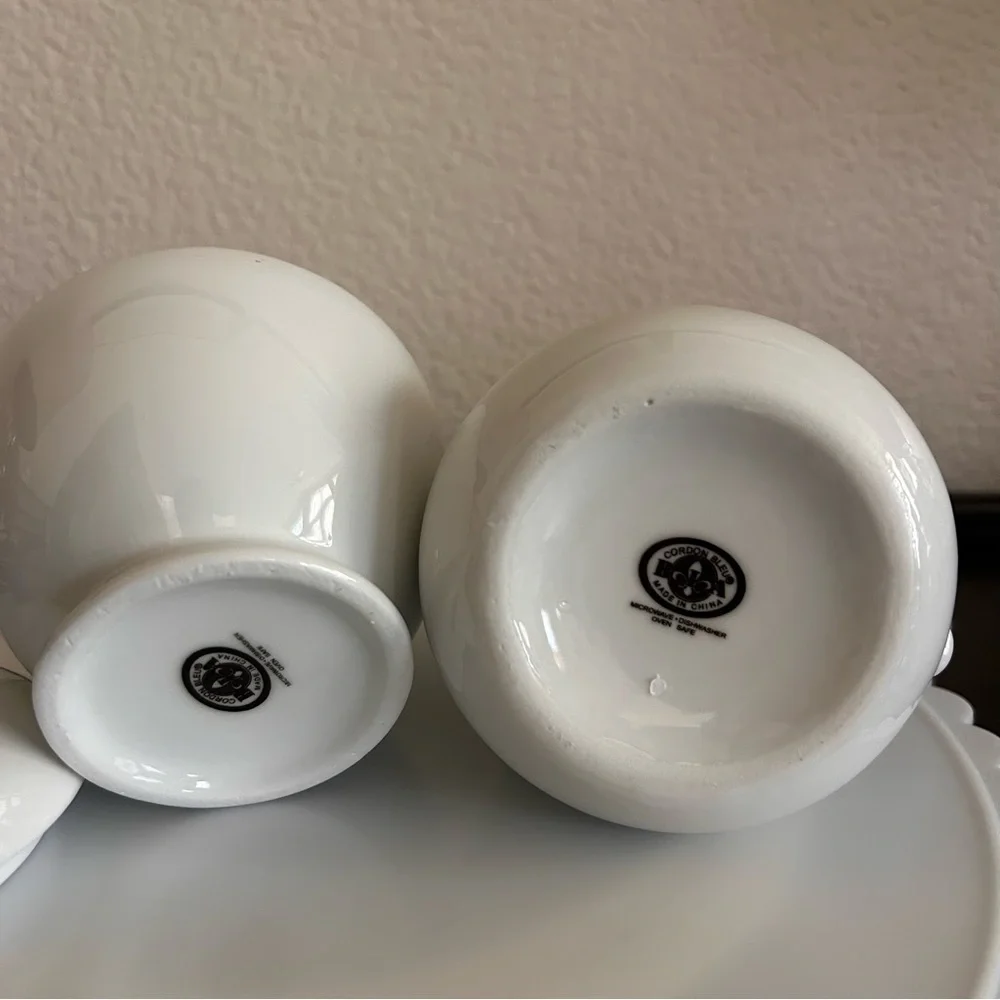 Vintage B.I.A. Cordon Bleu Cream & Sugar Set  Blue Bird Accents White porcelain